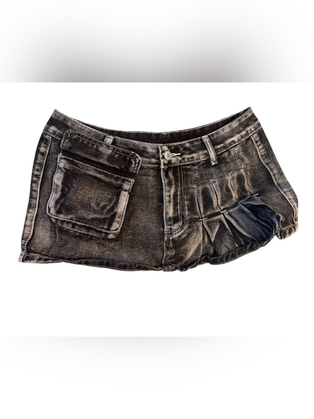 SHEIN Black High-Waist Mini Skirt with Button Detail Women’s 6 (M)